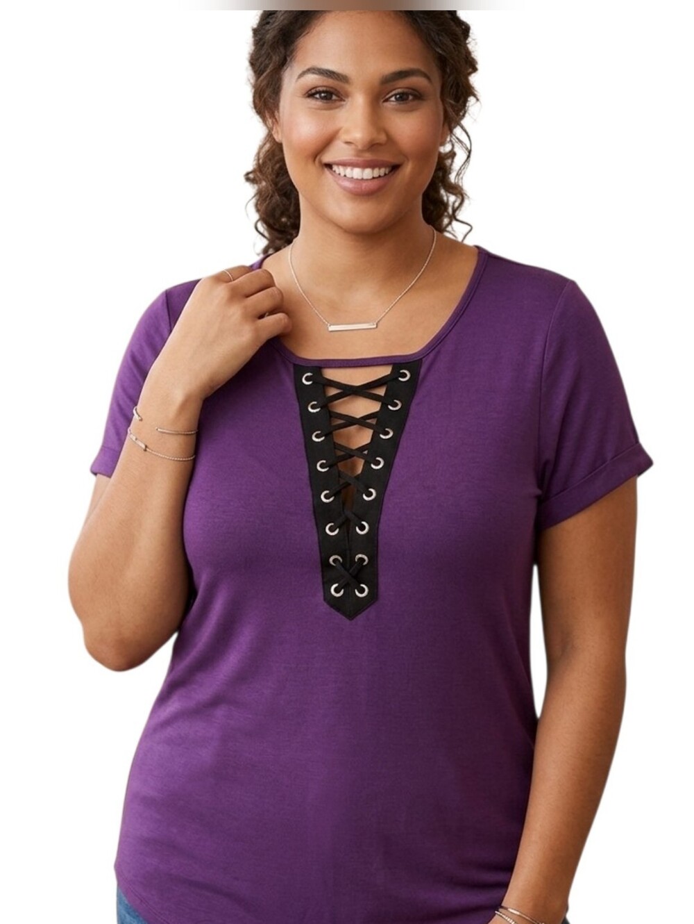 TORRID Lace Up Front Tee Shirt - Size L